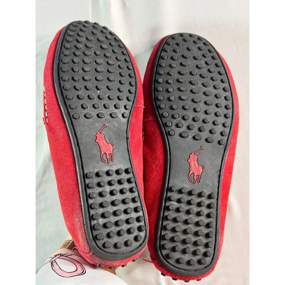 Polo Ralph Lauren Red Suede Driving Loafers Men’s 8D Leather Moccasins